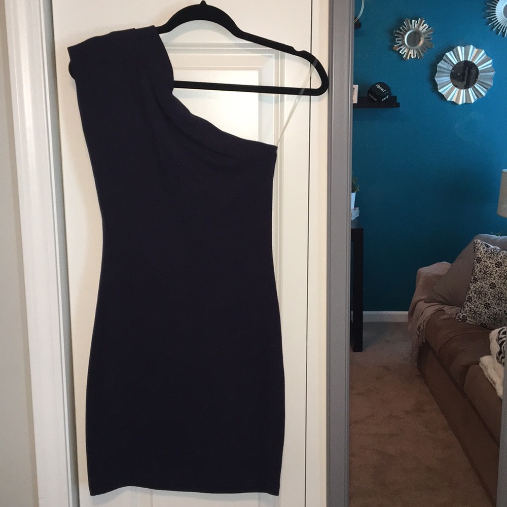 American Apparel Navy One Shoulder Dress